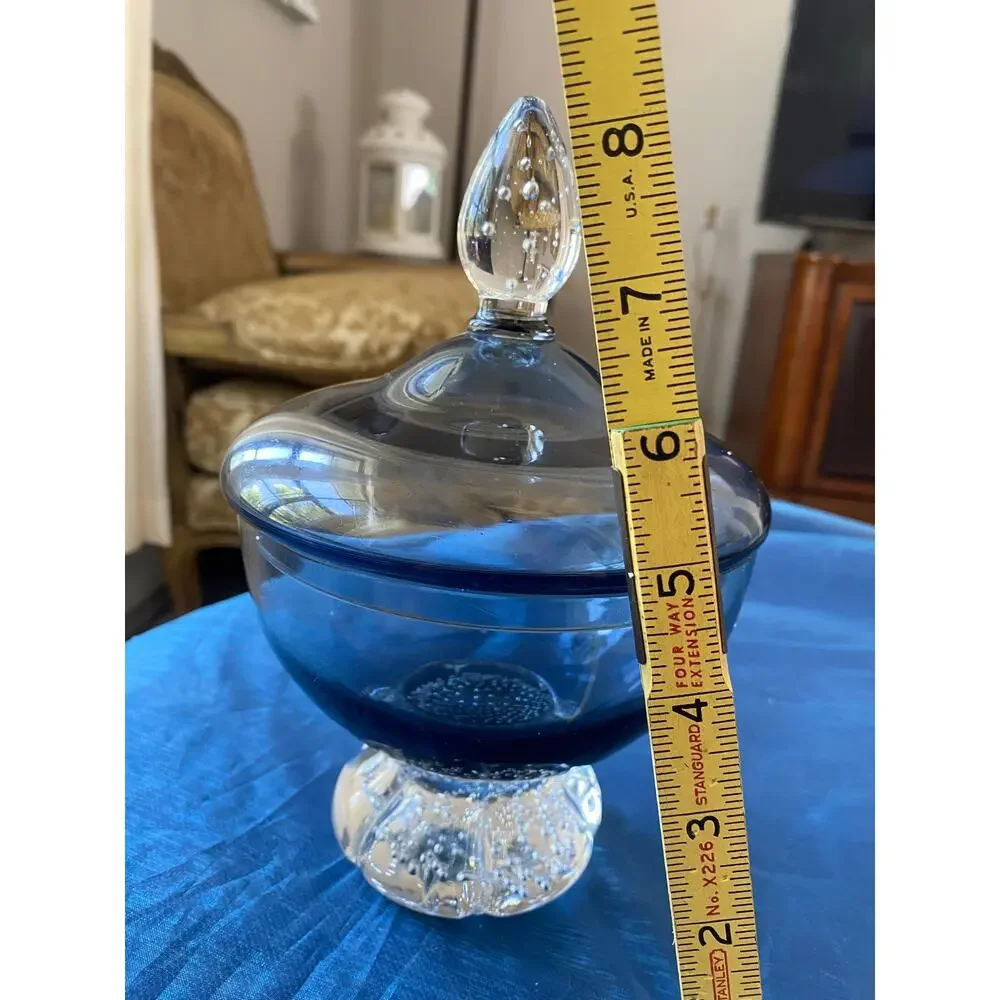 Vintage Aseda Glasburk Apothecary Candy Jar with Lid By Borgstorm Italy Blown